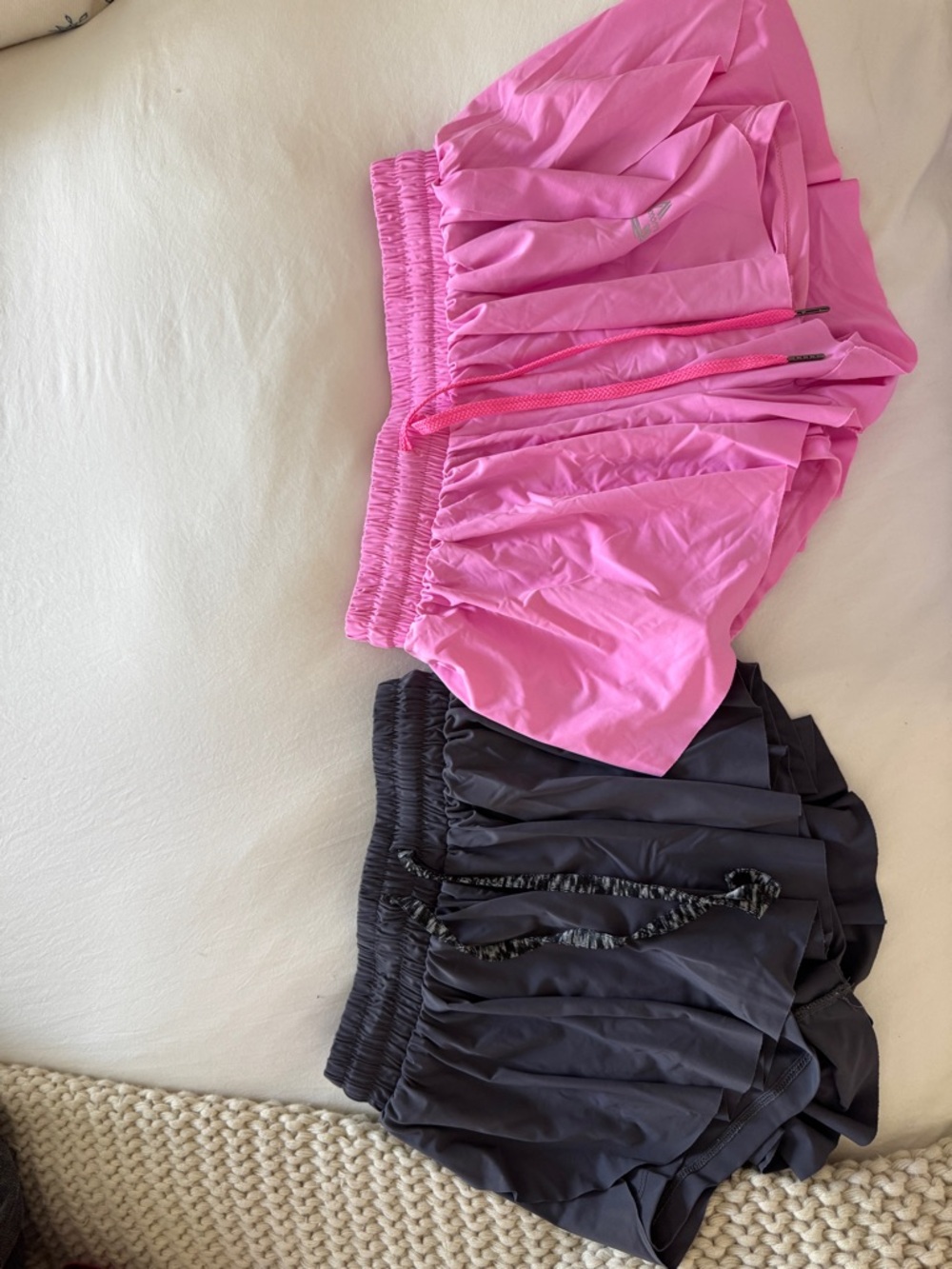 Women’s Pink and gray Elastic Waist Running Shorts SET